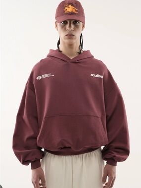 Maroon Scuffers Logo Pullover Hoodie - Men's Relaxed Fit